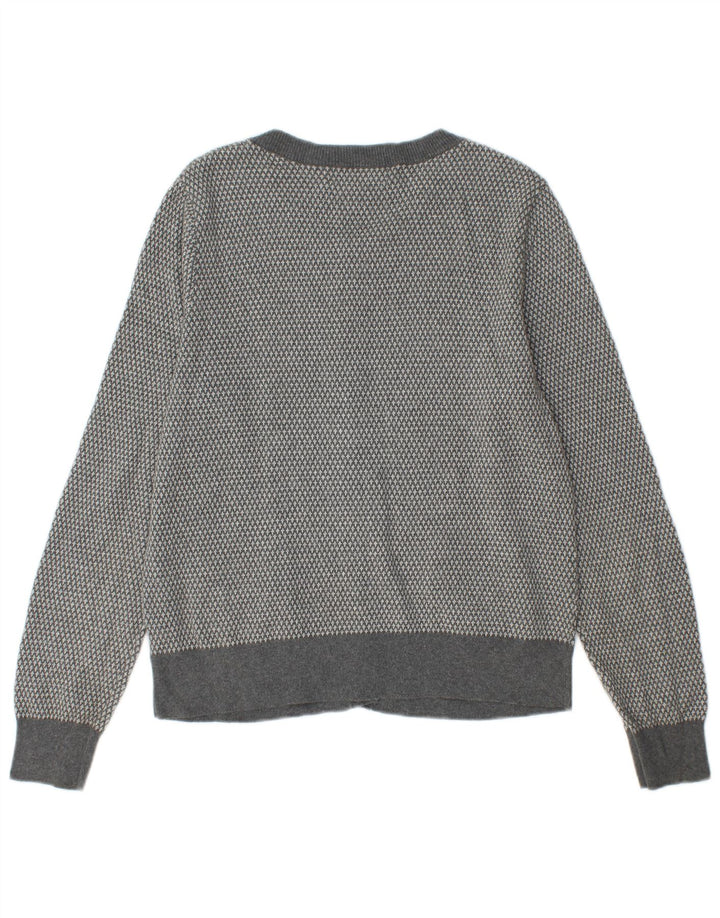 EDDIE BAUER Dame Cardigan Sweater UK 14 Stor Grå Bomuld
