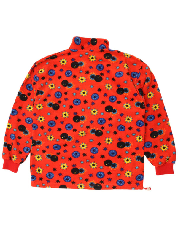 Conte of Florence Herre lynlås hals fleece jumper stor rød blomstret polyester