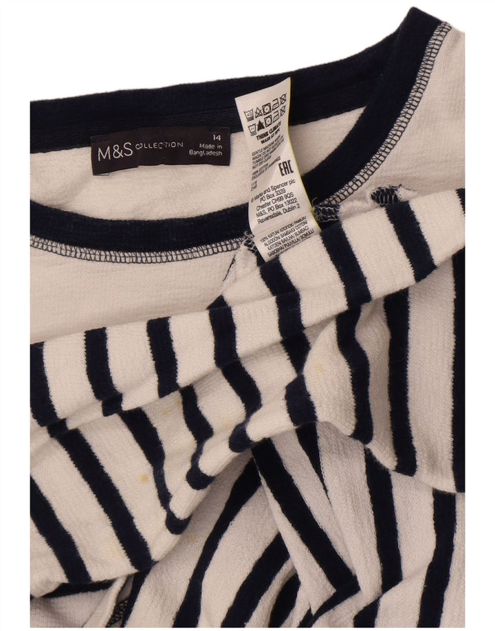 Marks & Spencer Dame sweater med rund hals DK 14 Stor hvid stribet