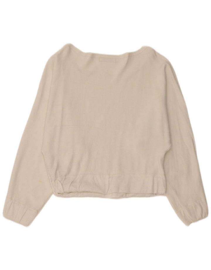Zara Dame Oversized Top Langærmet UK 10 Small White Viscose