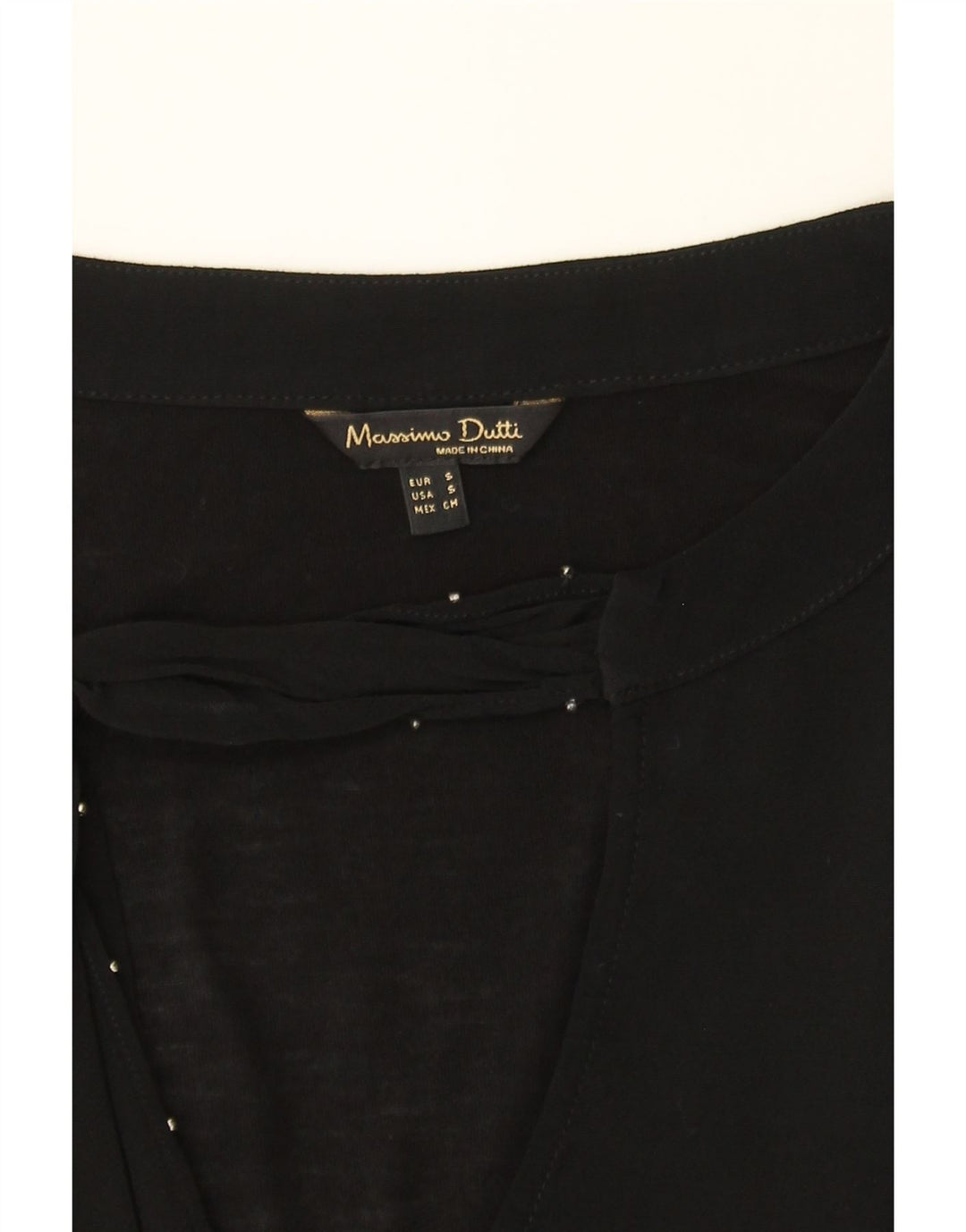 MASSIMO DUTTI Womens Front Tie Shirt Blouse UK 10 Small Black Floral Vintage Massimo Dutti and Second-Hand Massimo Dutti from Messina Hembry 