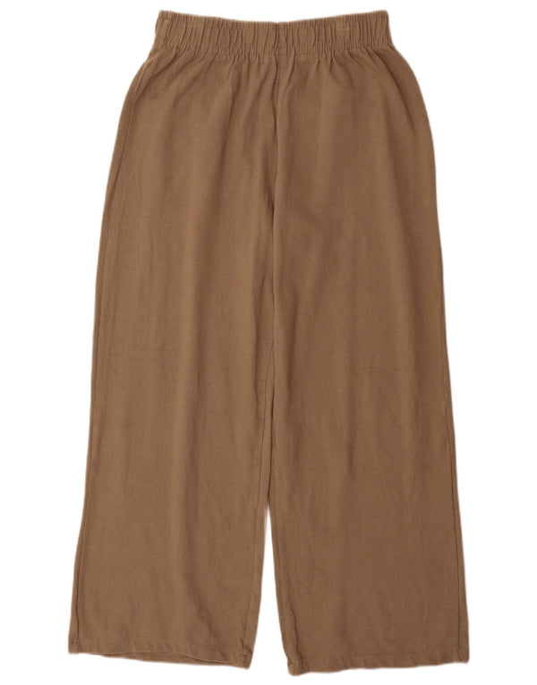 Zara Womens Wide Leg Tracksuit Bukser UK 12 Medium Beige Bomuld