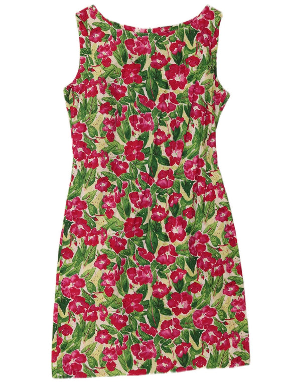 Vintage Kvinders Ærmeløs Skede Kjole UK 12 Medium Multicolored Floral