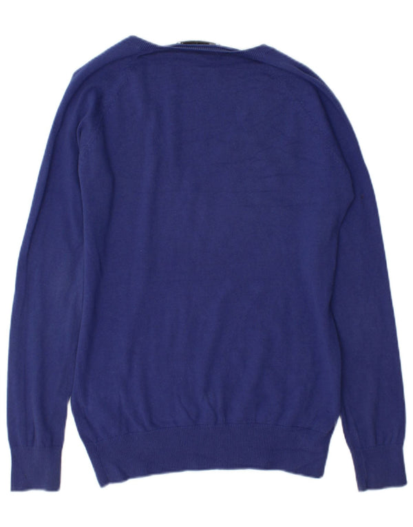 Zara Dame V-hals sweater UK 18 XL Blå Bomuld