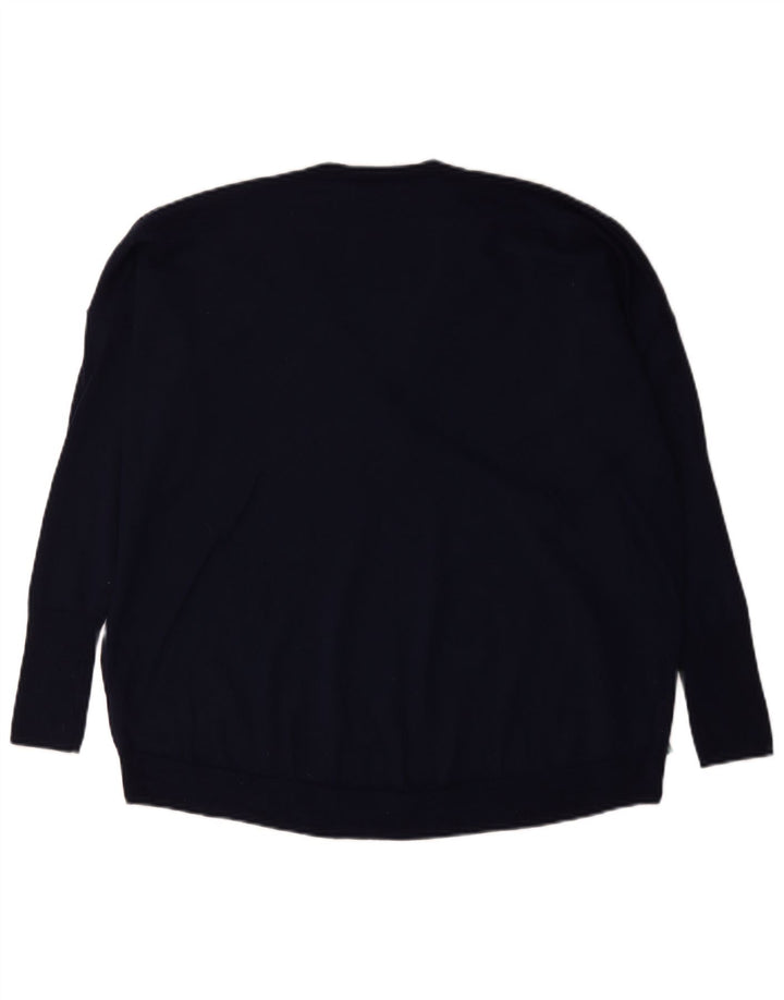 J. Crew Dame Oversized V-hals sweater UK 14 Medium Navy Blue
