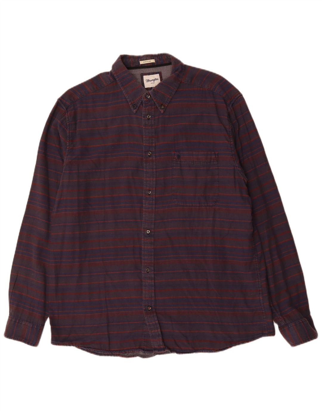 WRANGLER Herre Regular Fit skjorte 2XL marineblå stribet bomuld