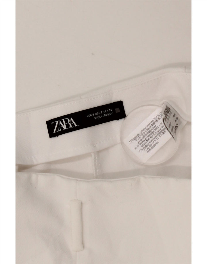 Zara Kvinder Højtalje Casual Shorts Små W26 hvid polyester