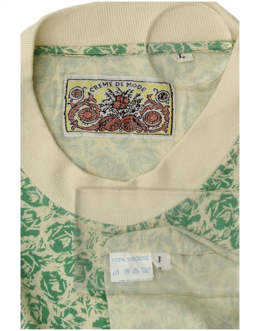 VINTAGE Herre T-Shirt Top Stor grøn blomsterviscose