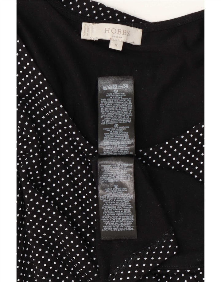 Hobbs Dame Top 3/4 ærme UK 10 Small Black Spotted Viscose