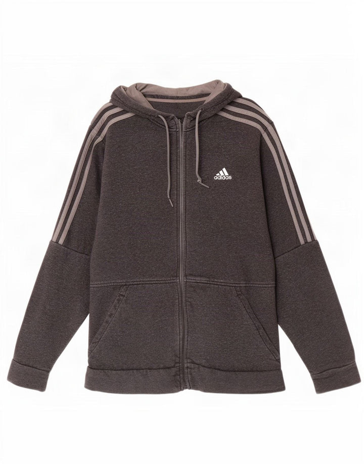 Adidas Hættetrøje med lynlås til mænd mellemgrå bomuld