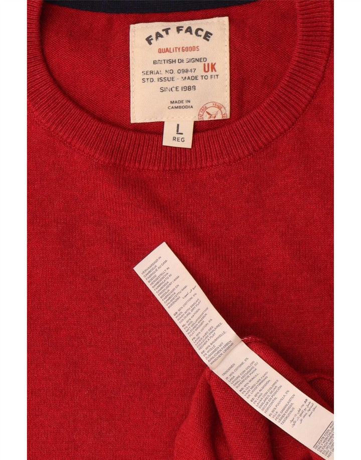 Fedt ansigt herre rund hals sweater stor rød bomuld