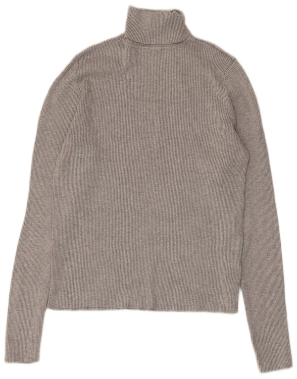 Marks & Spencer Dame Rullehals Sweater UK 14 Medium Grey Viscose