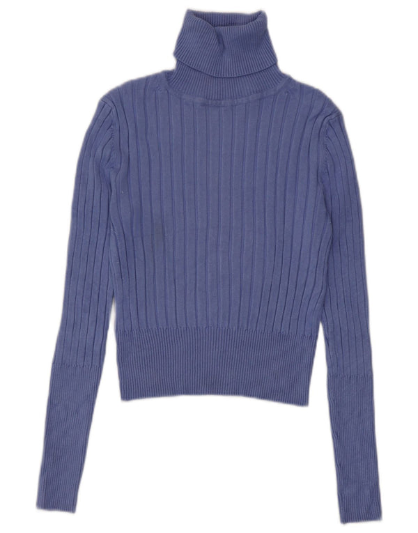 Zara Dame Crop Roll Neck Jumper Sweater UK 12 Medium Purple