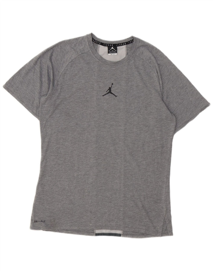 Jordan Herre grafisk T-shirt top mellemgrå farveblok