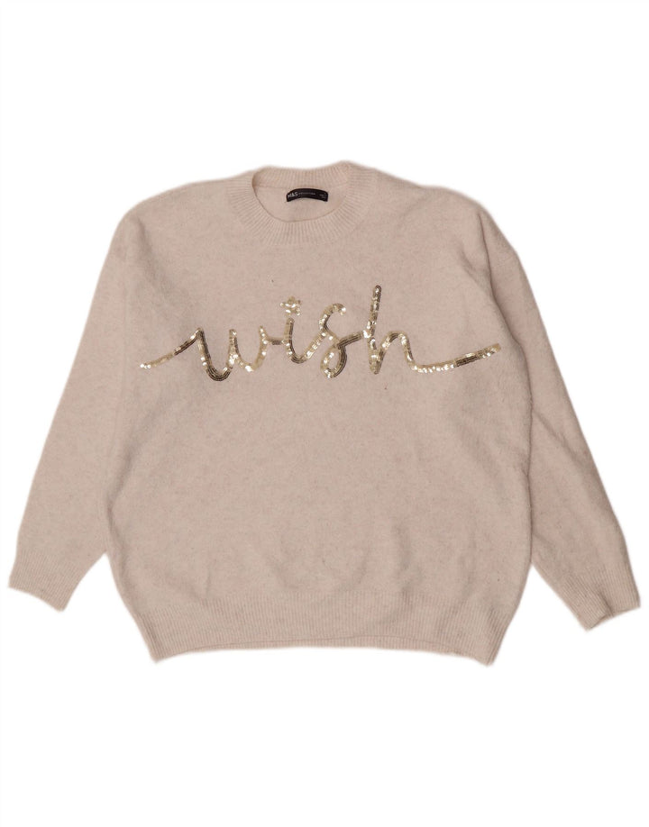 Marks & Spencer Dame sweater med rund hals DK 16 Stor Off White