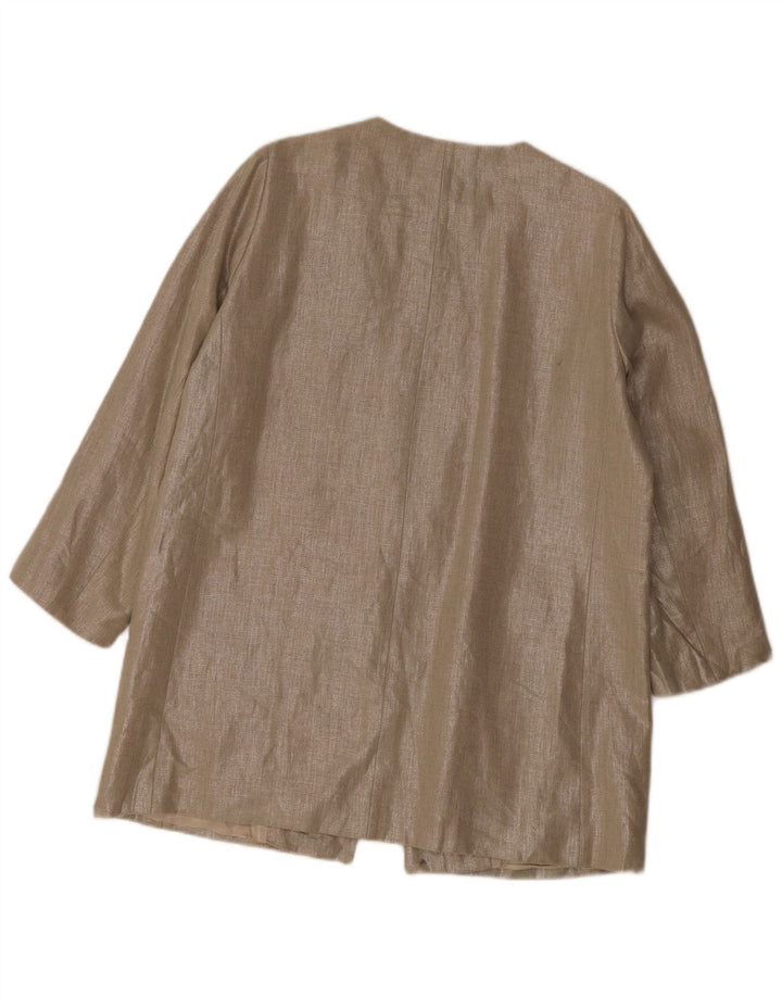 Zara Dame 3/4 ærmet blazerjakke UK 14 XL Beige hør