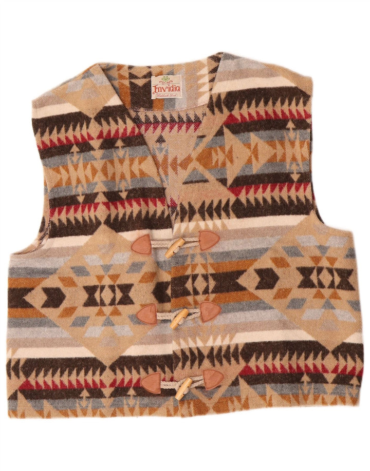 Vintage herrevest mellembeige stribet akryl