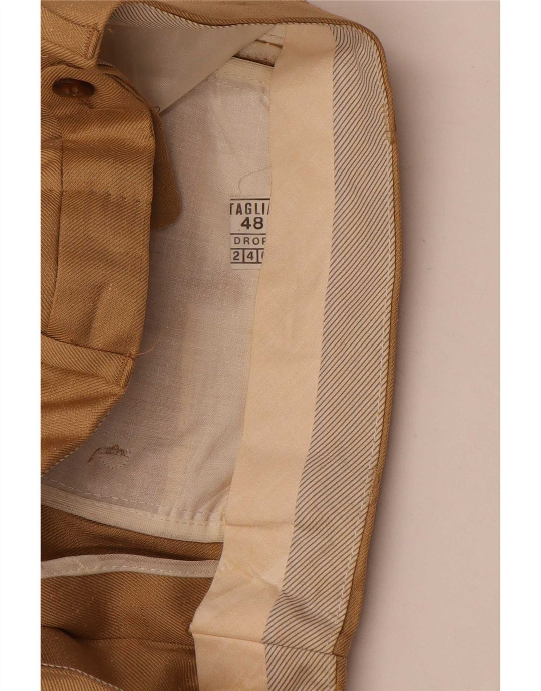 Vintage herre lige jakkesæt bukser IT 48 Medium W30 L32 Beige