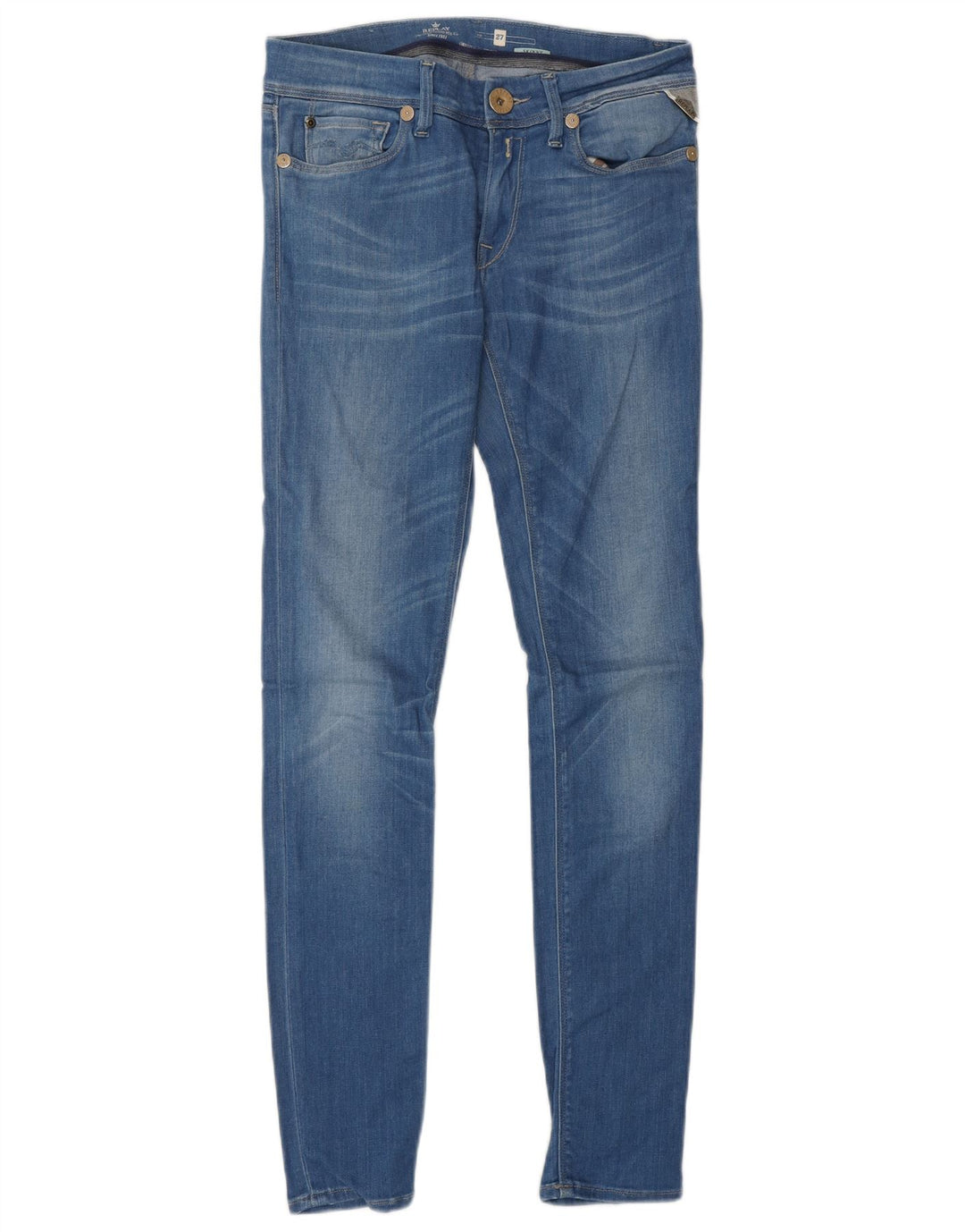 REPLAY Dame Skinny Jeans W27 L30 Blå Bomuld