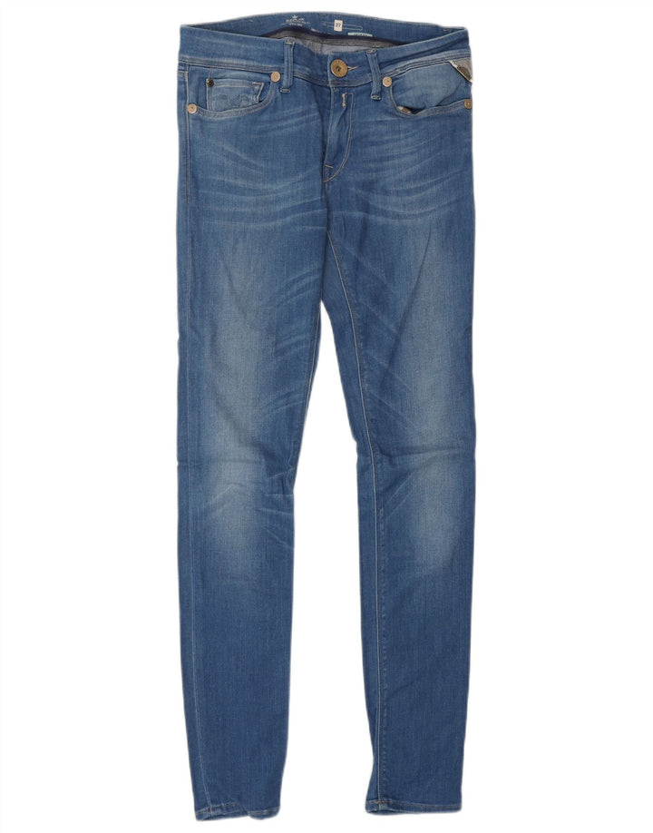 REPLAY Dame Skinny Jeans W27 L30 Blå Bomuld