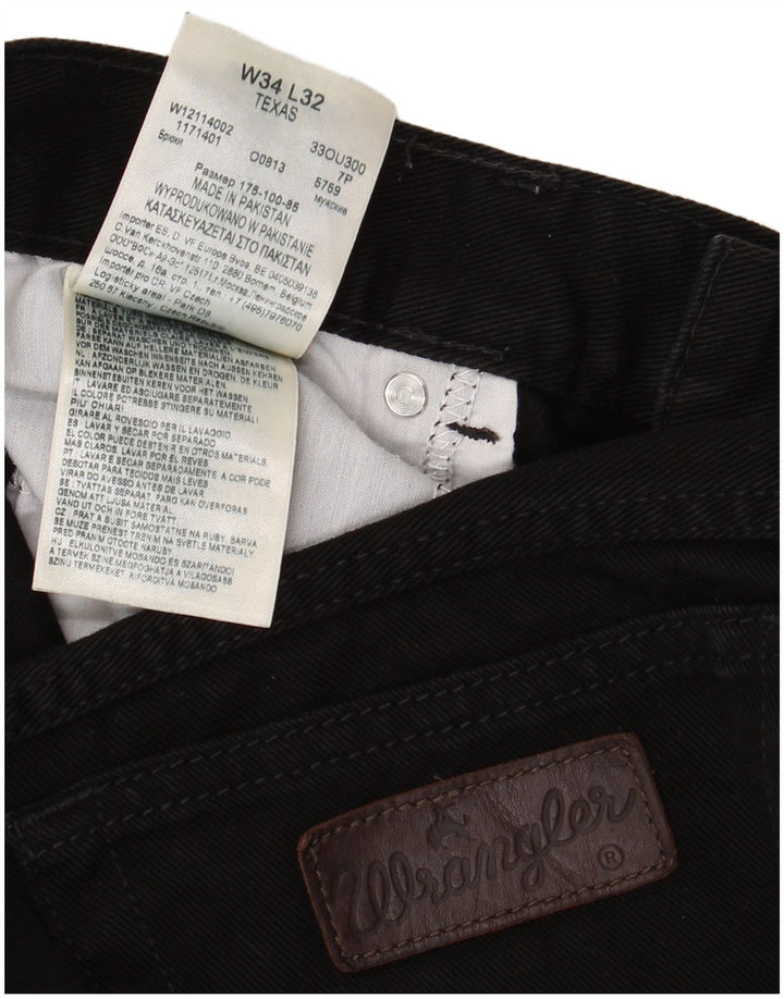WRANGLER Herre Texas Straight Jeans W34 L28 Sort Bomuld