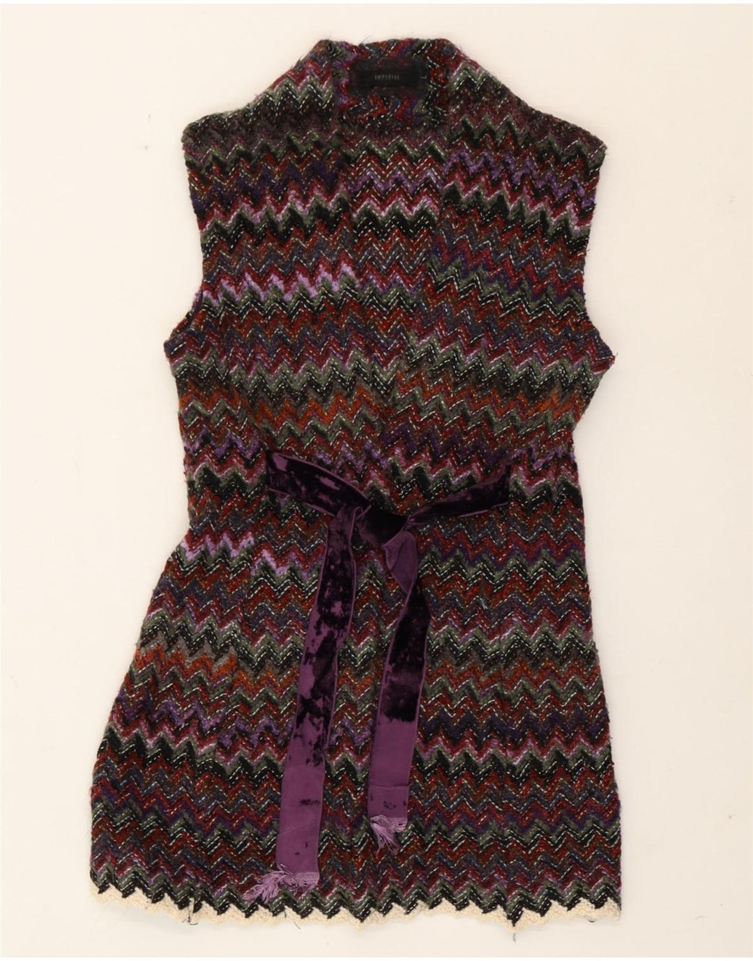 Vintage dame cardigan sweater UK 10 Small Multicolor Chevron