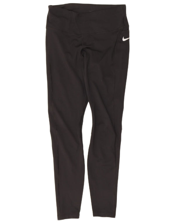 Nike Dame Dri Fit Leggings UK 12 Medium Sort Polyester