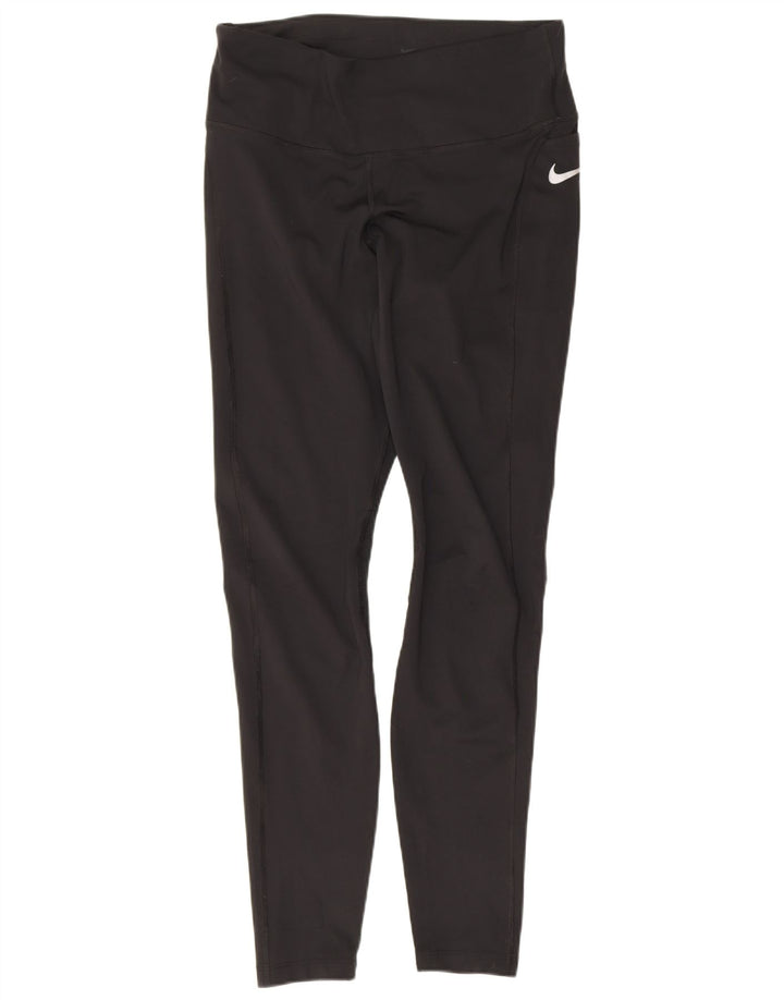 Nike Dame Dri Fit Leggings UK 12 Medium Sort Polyester