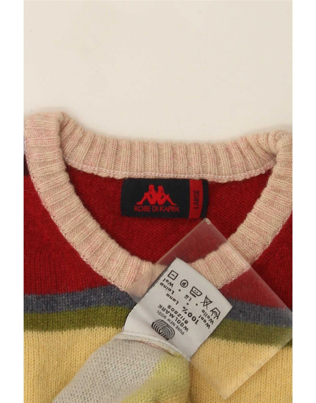 Kappa herre rund hals sweater stor flerfarvet stribet uld