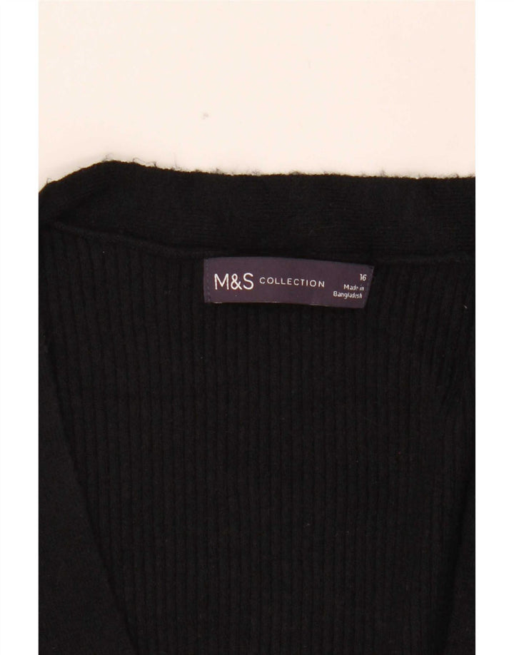 Marks & Spencer Dame Longline V-hals sweater UK 16 Large Black
