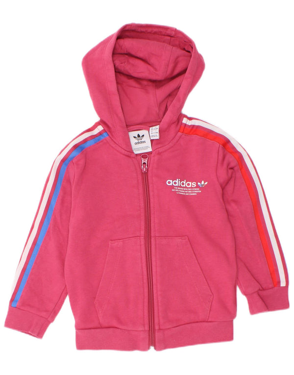 Adidas Baby Girls Grafisk hættetrøje med lynlås 12-18 måneder Pink Bomuld