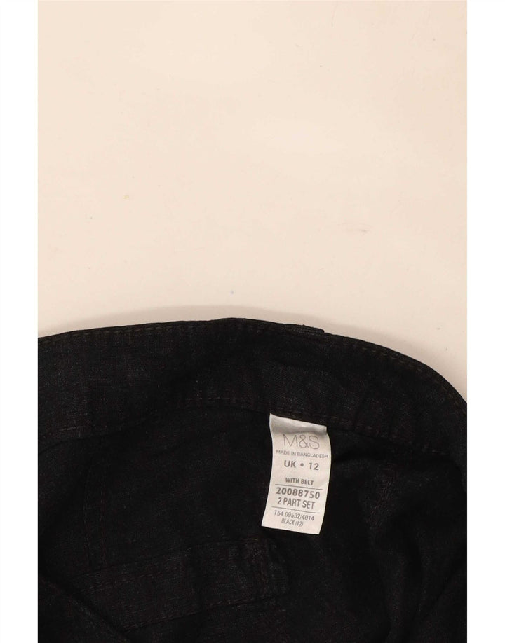 Marks & Spencer Dame Capri Bukser UK 12 Medium W32 Black Linen
