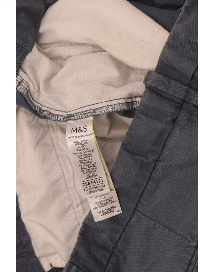 MARKS & SPENCER Straight Chino-bukser til mænd W36 L33 Grå bomuld