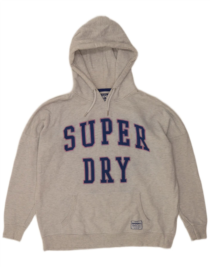 Superdry Graphic Oversized Hoodie Jumper UK 12 Medium Grey Flecked