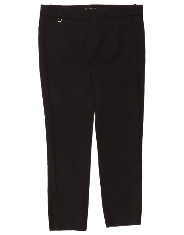 Zara Dame Slim Cropped Trousers EU 38 Small W28 L24 Black Bomuld