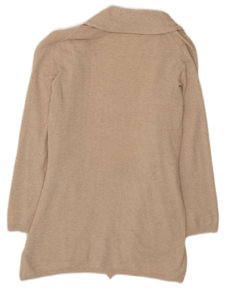 Zara Womens Longline Cardigan Sweater UK 12 Medium Beige Viscose