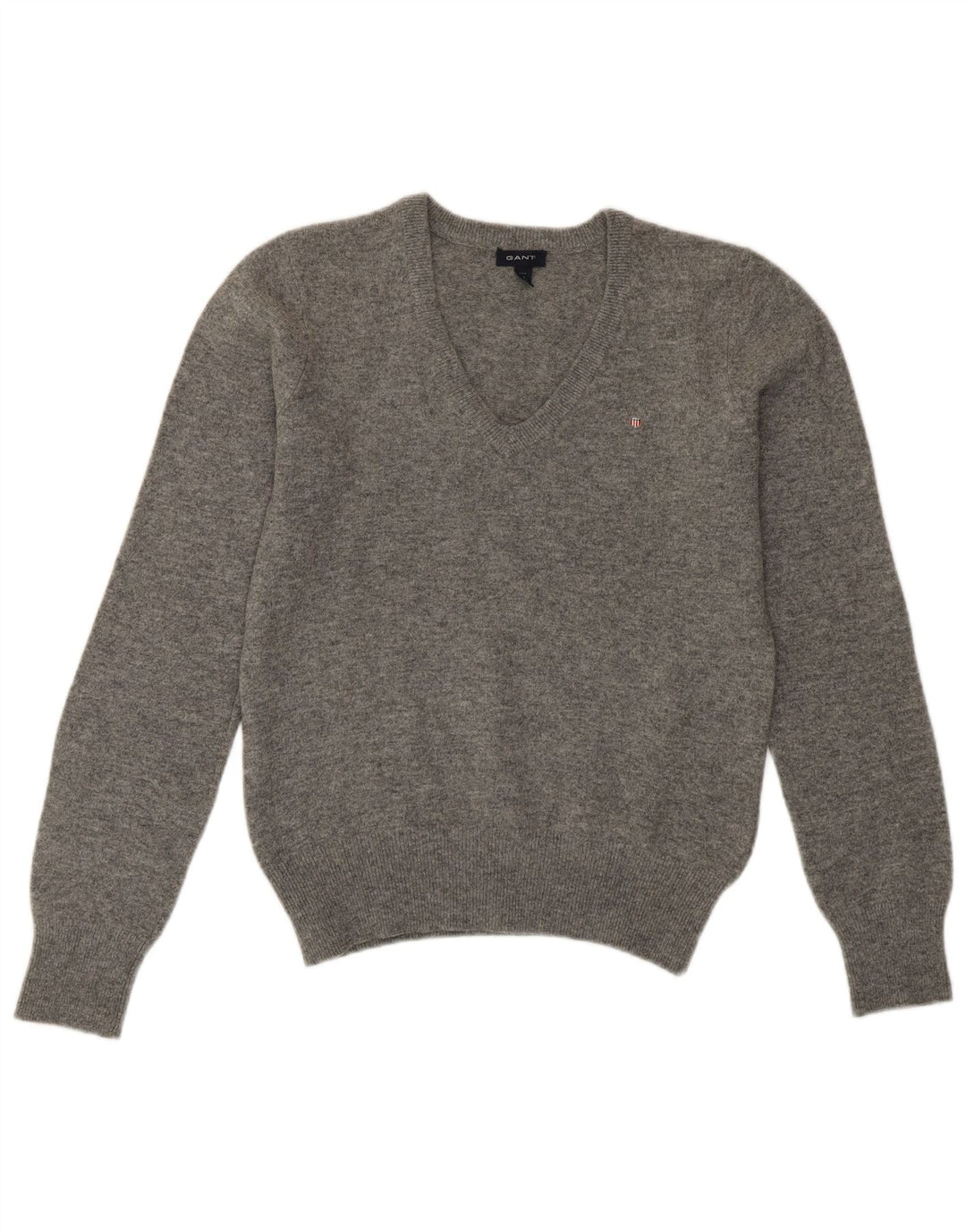 GANT Womens Crop V-hals sweater UK 10 Small Grey Wool
