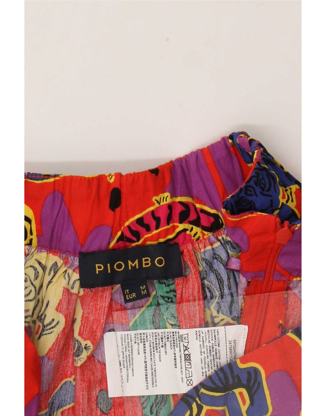 Piombo Womens Flared Skirt Medium W30 Orange Animal Print Bomuld