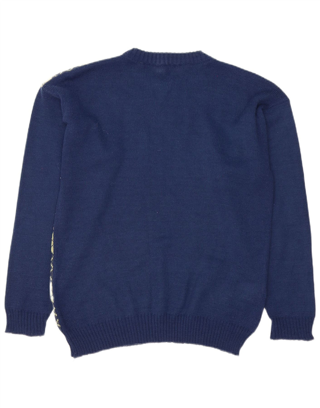 Vintage Herre Boat Neck Jumper Sweater Medium Navy Blue Argyle/Diamond