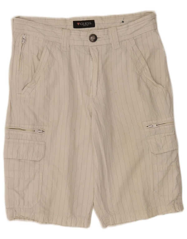 Guess Herre Cargo Shorts W31 Medium White Pinstripe Bomuld