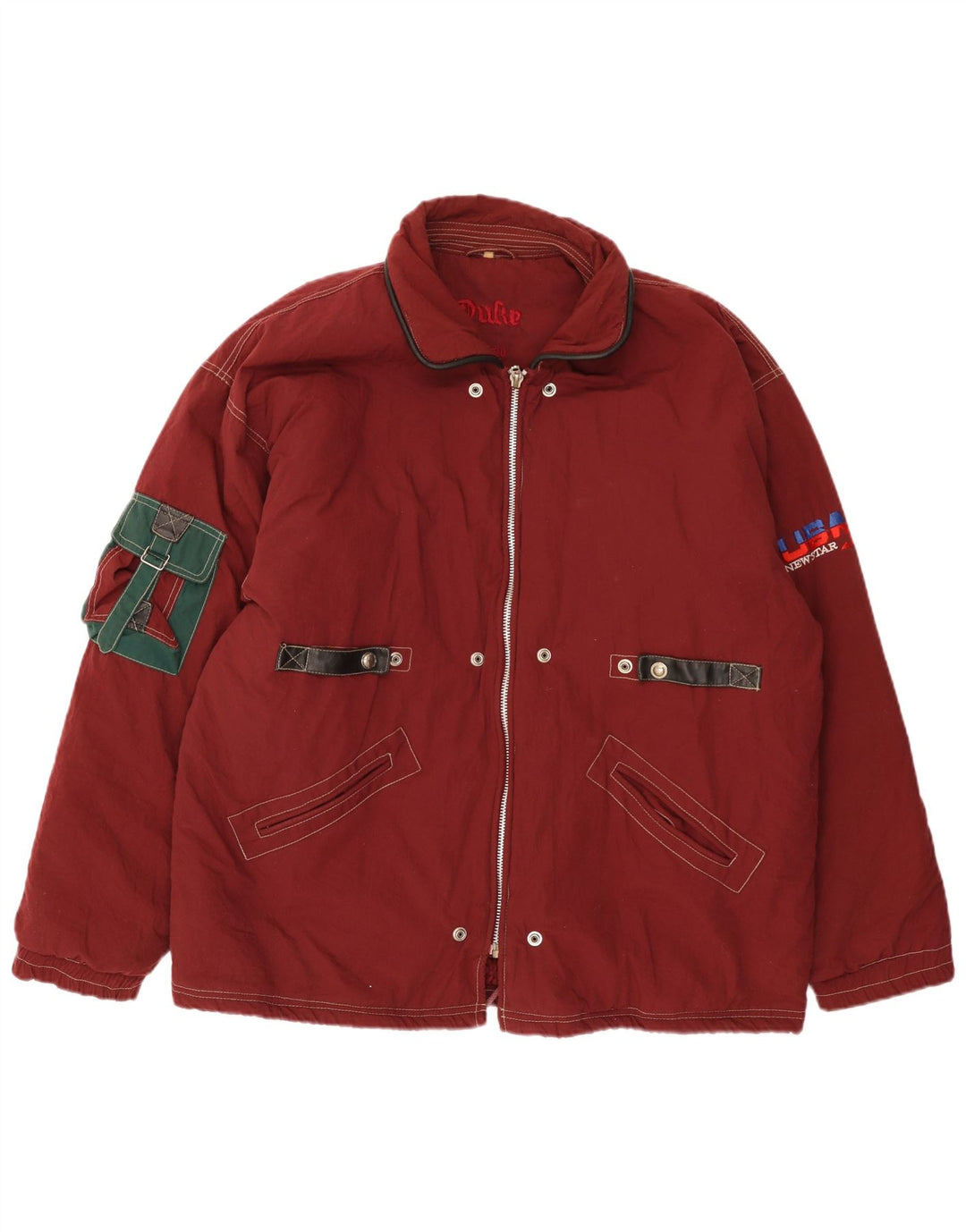 Duke Herre Windbreaker Jacket UK 44 2XL Burgundy Bomuld