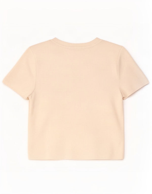 Zara Womens Crop T-Shirt Top UK 12 Medium White Viscose