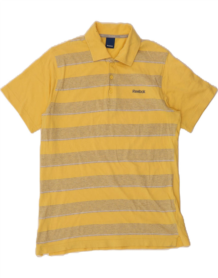 REEBOK Mens Polo Shirt Small Yellow Striped Vintage Reebok and Second-Hand Reebok from Messina Hembry 