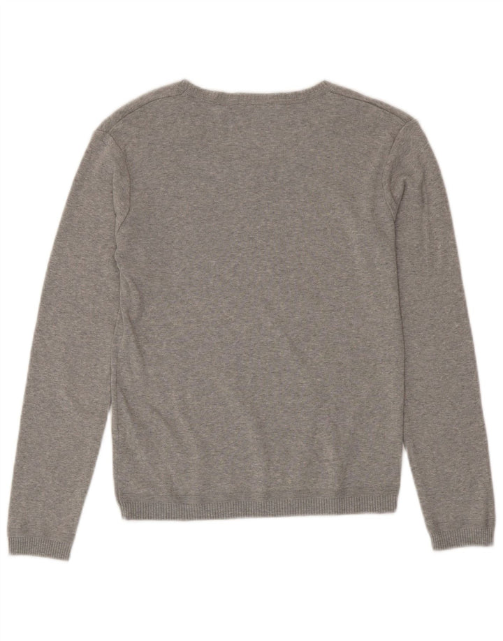 BENETTON Dame Boat Neck Jumper Sweater UK 10 Small Grey Bomuld