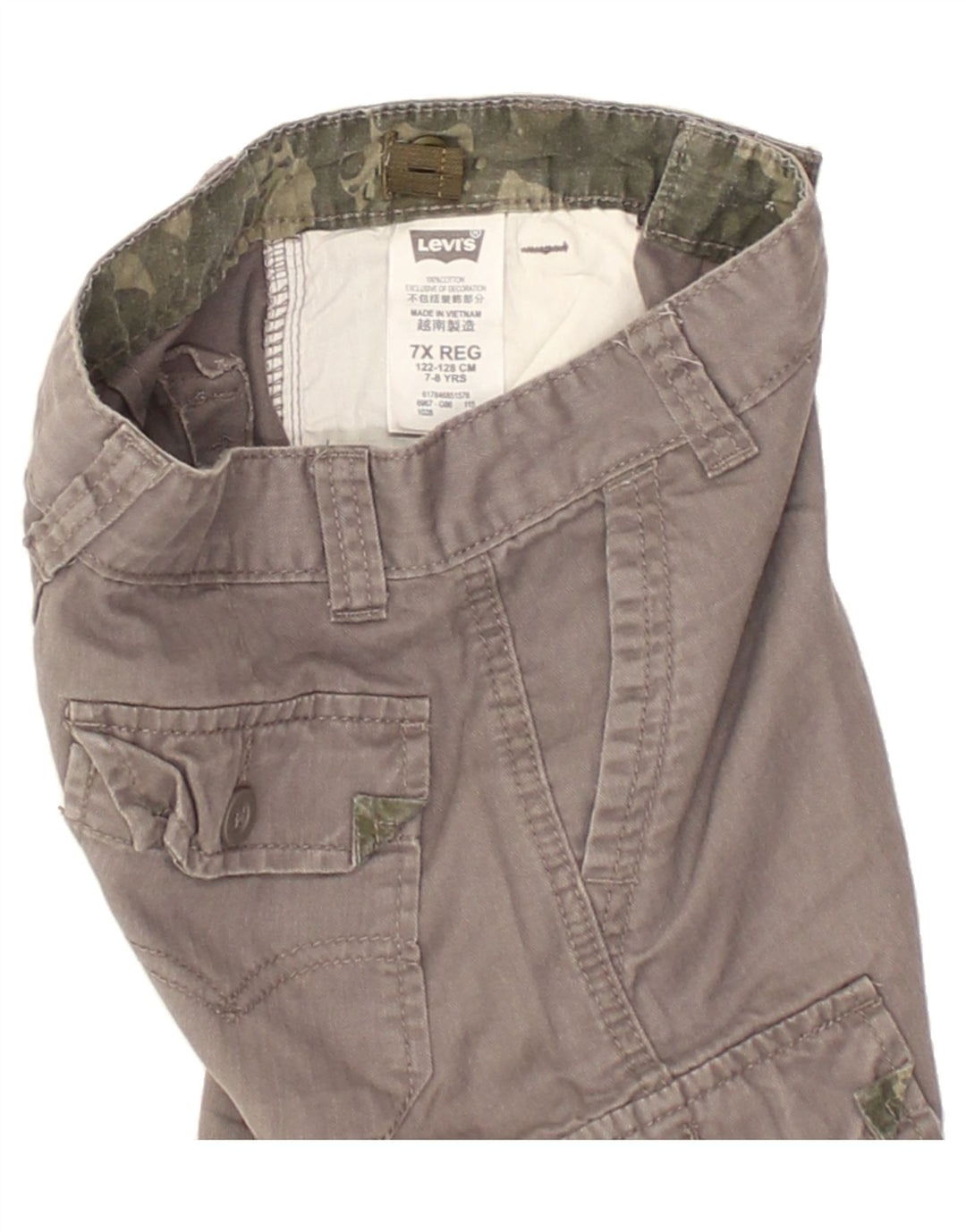 LEVI'S Boys Cargo Shorts 7-8 Years W22 Grey Cotton | Vintage Levi's | Thrift | Second-Hand Levi's | Used Clothing | Messina Hembry 