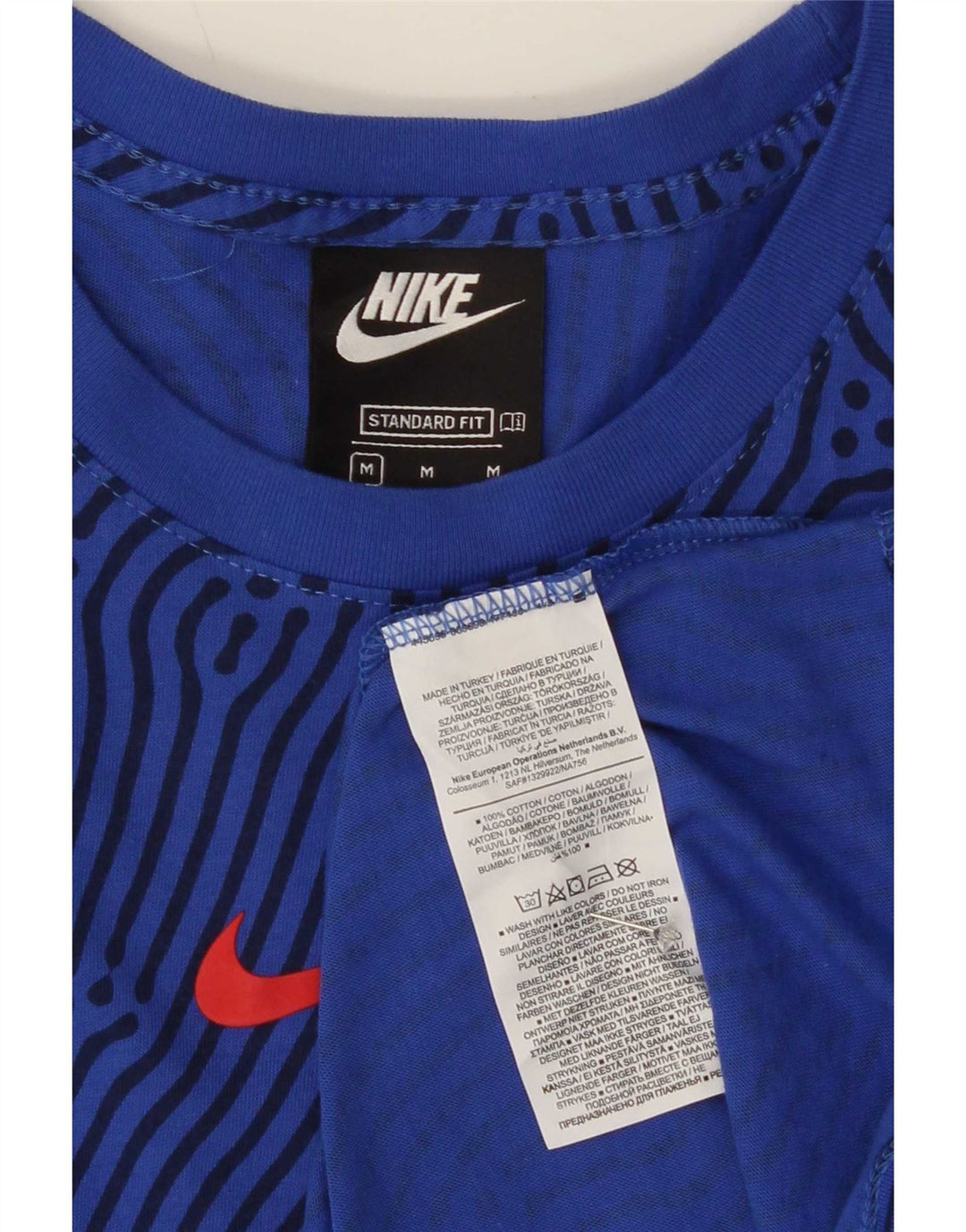 Nike Standard Fit T-shirt top mellemblå, geometrisk bomuld