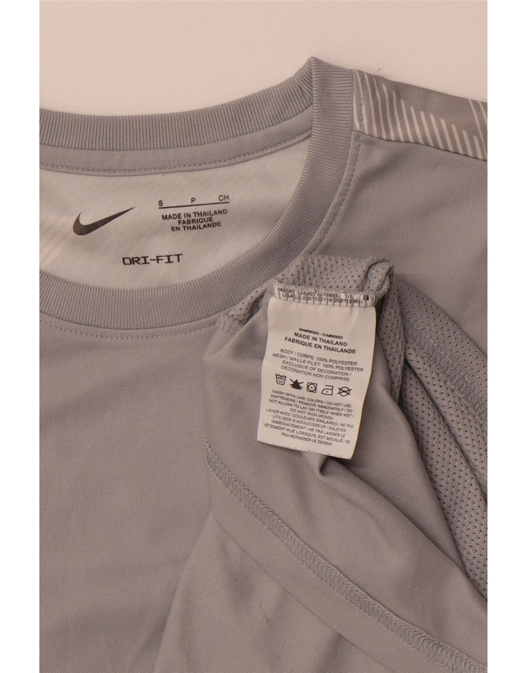 Nike Dame Dri Fit Top Langærmet UK 10 Lille Grå Geometrisk Polyester