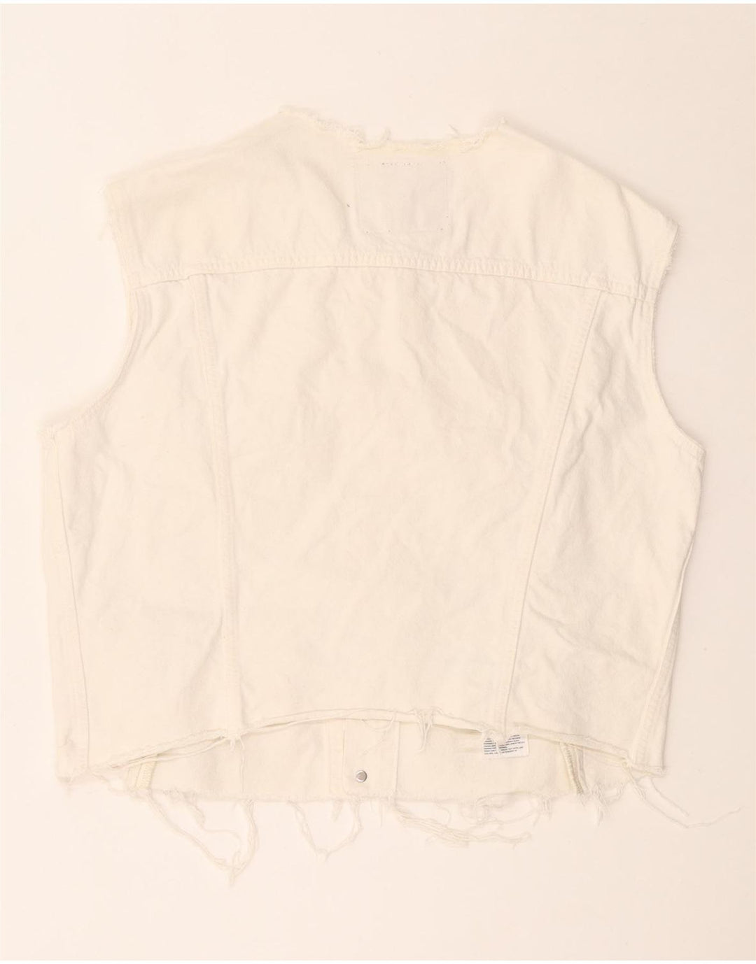 LEVI'S Womens Crop Denim Gilet UK 16 Large White Bomuld