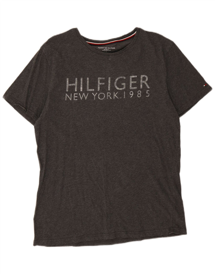 Tommy Hilfiger Herre Grafisk T-Shirt Top Stor Grå Bomuld