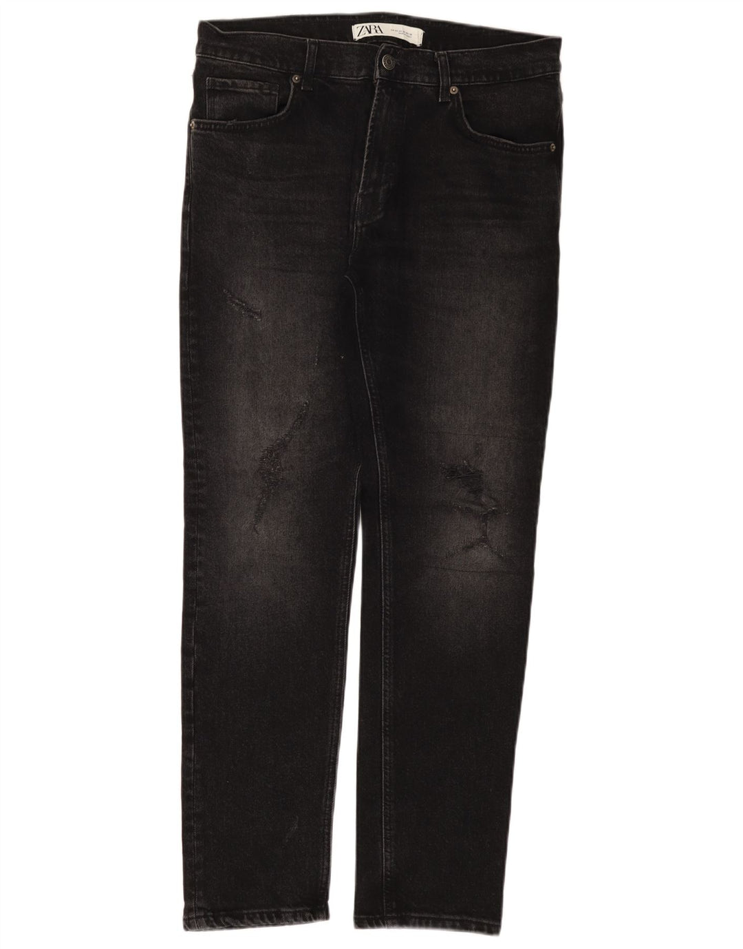 Zara Herre Slim Jeans EU 42 Large W32 L30 Sort Bomuld